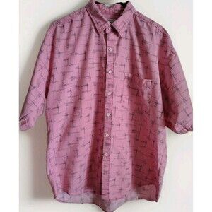 Berkley Concept WW Men's Shirt Size L Button Cotton Short Sleeve Made In USA